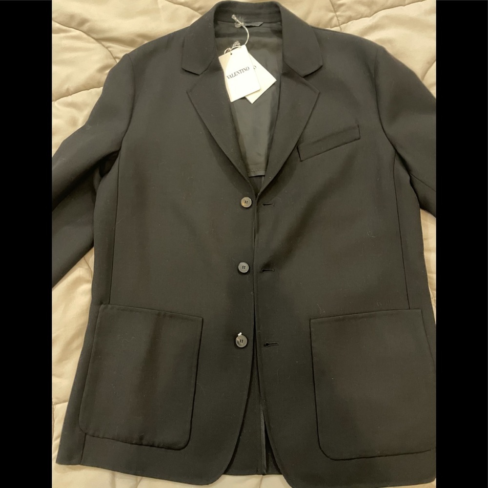 Valentino Men's Black Virgin Wool Jacket Sz 48